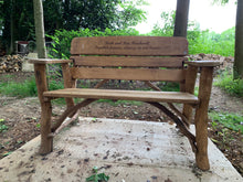 Load image into Gallery viewer, 2019-6-7-Rustic bench 4ft in oak wood-5745