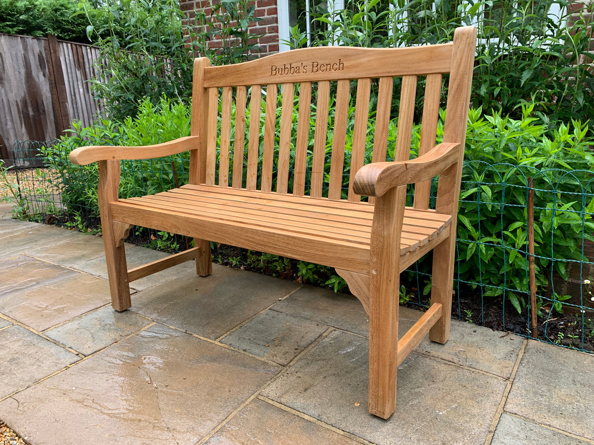 Teak Memorial Bench 4ft Warwick FSC certified hardwood – Memorial Benches