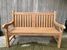 Load image into Gallery viewer, 2019-6-16-Kenilworth bench 6ft with central panel in teak wood-5883