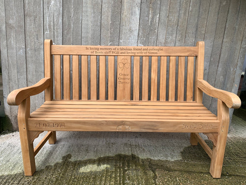 2019-6-16-Kenilworth bench 6ft with central panel in teak wood-5883