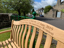 Load image into Gallery viewer, Turnberry Memorial Bench 5ft in FSC Certified Roble wood