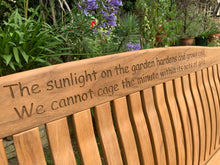 Load image into Gallery viewer, Windsor Memorial Bench 6ft in FSC Certified Teak Wood