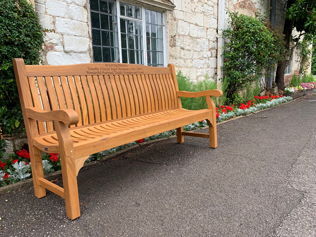 Windsor memorial bench with teak protector