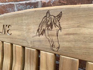 Horse head carving to wood