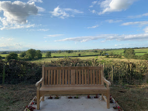 Kenilworth Memorial Bench 6ft with panel in FSC Certified Teak Wood