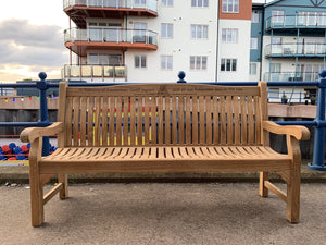 Trawler image carved on memorial bench