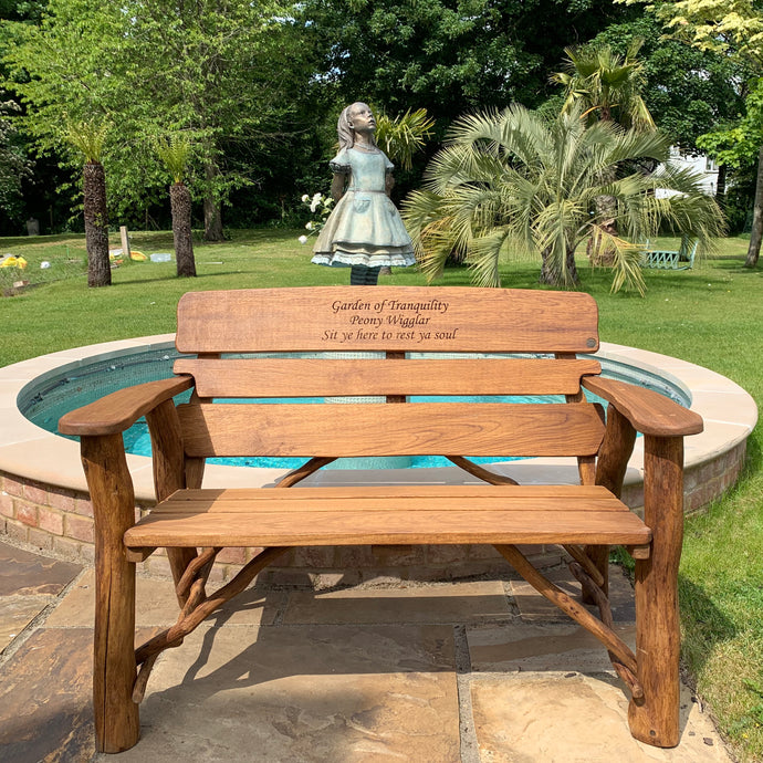 Rustic Memorial Bench 4ft in Oak wood