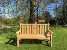Load image into Gallery viewer, 2016-04-19-Kenilworth bench 5ft with central panel in teak wood-4222