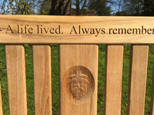 Load image into Gallery viewer, 2016-04-19-Kenilworth bench 5ft with central panel in teak wood-4222