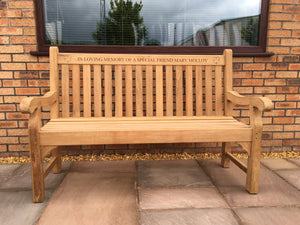 memorial bench with 4 leaf clover carved into wood-4mb4332