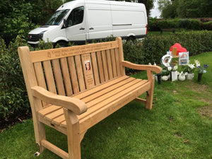 Kenilworth Memorial Bench 5ft with panel in FSC Certified Teak wood