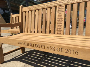 Kenilworth Memorial Bench 6ft with panel in FSC Certified Teak Wood