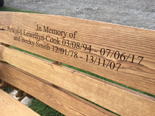 Load image into Gallery viewer, Rustic Memorial Bench 4ft in Oak wood