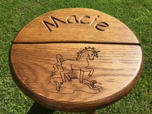 Unicorn carving to wood