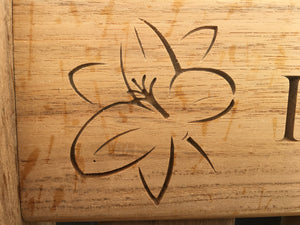 memorial bench with lilly flower carved into wood-4mb4478