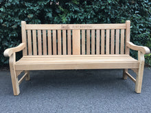 Load image into Gallery viewer, 2016-10-09-Kenilworth bench 6ft with central panel in teak wood-4585