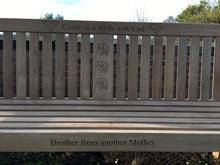 Load image into Gallery viewer, Memorial bench with rose image engraving