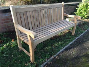 Kenilworth Memorial Bench 6ft with panel in FSC Certified Teak Wood