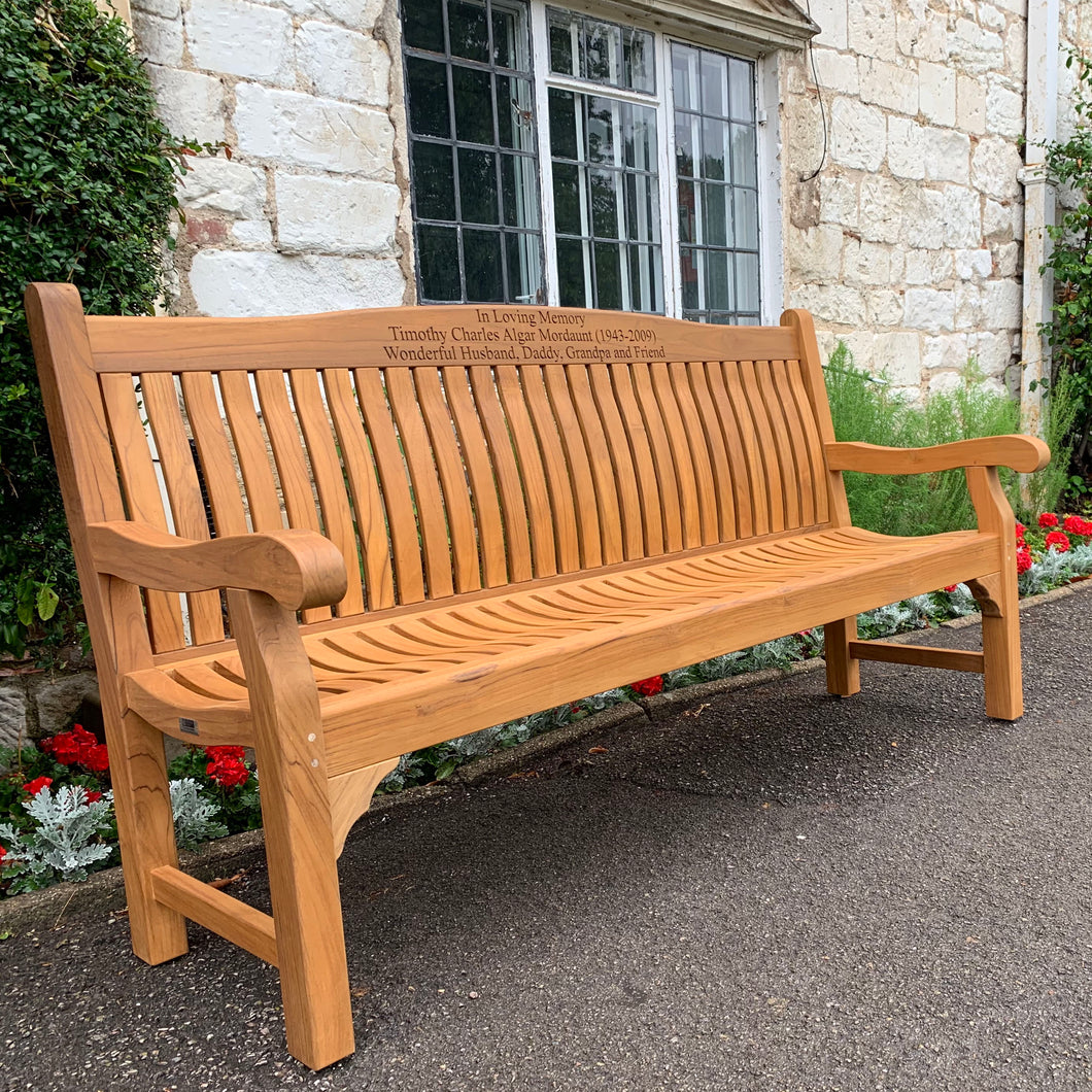 Windsor Memorial Bench 6ft in FSC Certified Teak Wood