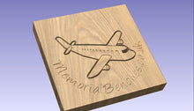 Load image into Gallery viewer, Memorial bench with an engraved airplane into wood