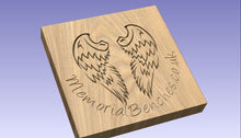 Load image into Gallery viewer, Angel wings carved on a memorial bench