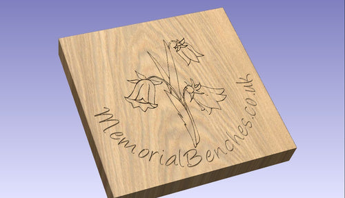 Bluebell carving into wood