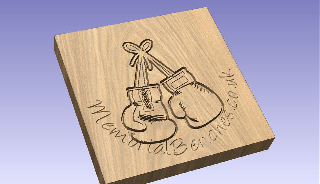 Memorial bench for a boxer with boxing glves