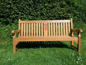 memorial bench with "celtic cross" carved into wood-4mb3018
