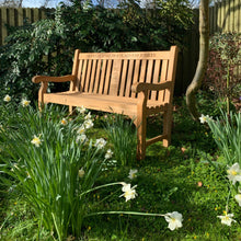 Load image into Gallery viewer, Kenilworth Queen&#39;s Platinum Jubilee Bench 5ft with panel in FSC Certified Teak wood