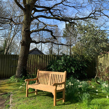 Load image into Gallery viewer, Kenilworth Queen&#39;s Platinum Jubilee Bench 5ft with panel in FSC Certified Teak wood