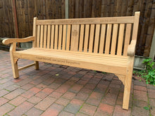 Load image into Gallery viewer, 2019-11-1-Kenilworth bench 6ft with central panel in teak wood-5982
