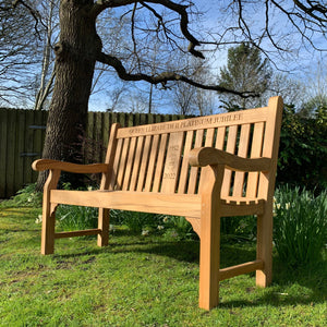 Kenilworth Queen's Platinum Jubilee Bench 5ft with panel in FSC Certified Teak wood