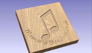 Musical note carved on a memorial bench