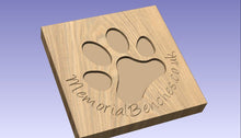 Load image into Gallery viewer, Engraved dog paw print on a bench