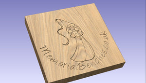 Princess carved on a memorial bench