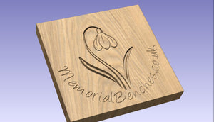 Snowdrop engraved on a memorial bench