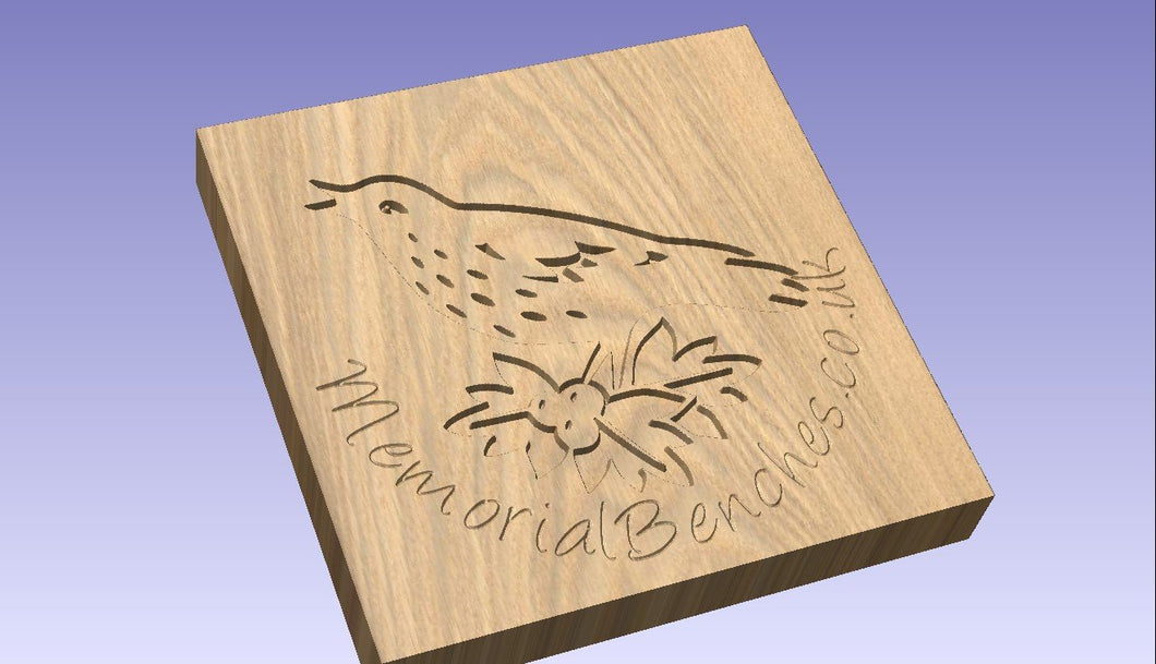 Throstle image engraving into wood