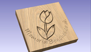 Tulip flower engraved into wood
