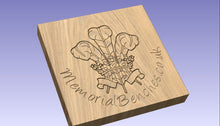Load image into Gallery viewer, Welsh feathers on a memorial bench